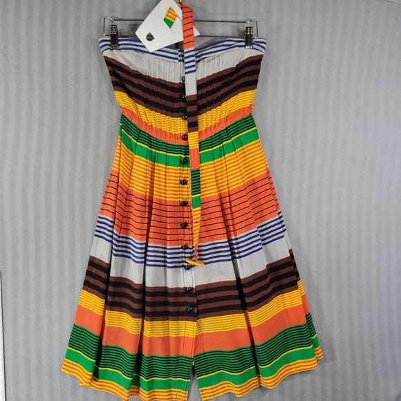 Plenty by Tracy Reese Silk Sundress Size 2 Rainbow Striped Strapless Colorful - Picture 1 of 13